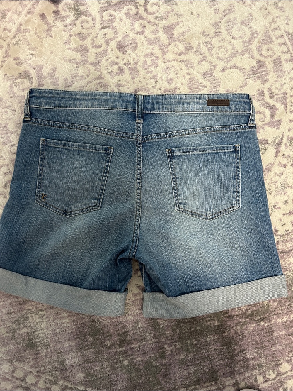 KUT FROM THE KLOTH Classic Blue Distressed Denim Shorts - Women 12 - Picture 9 of 11